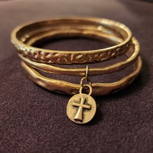 Gold tone bangle bracelets